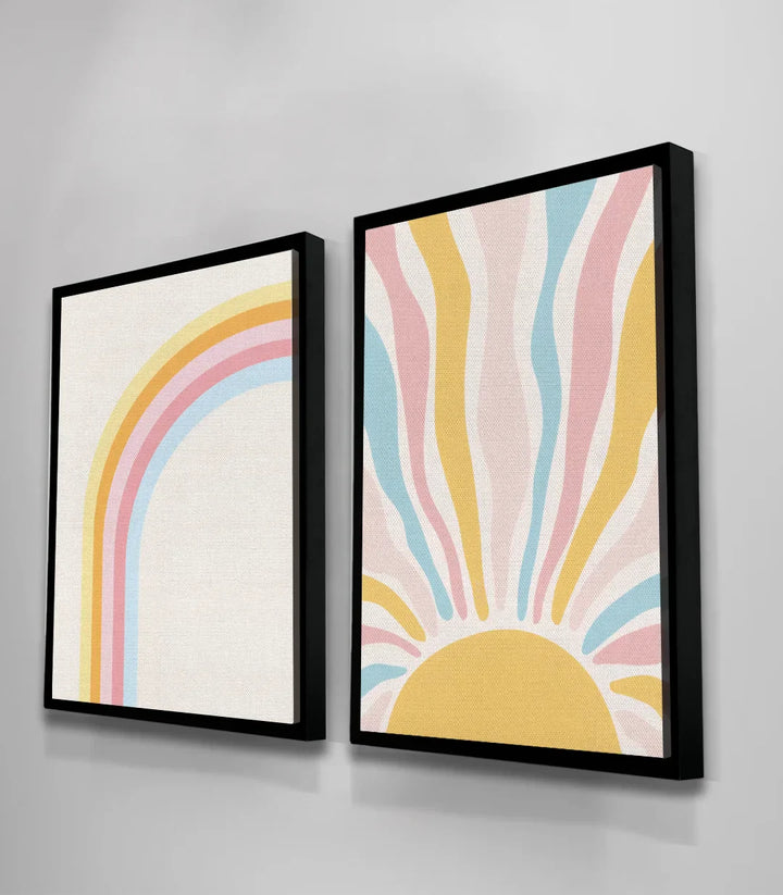 Cuadro minimalista Sunny Future rosa amarillo azul — Massinart