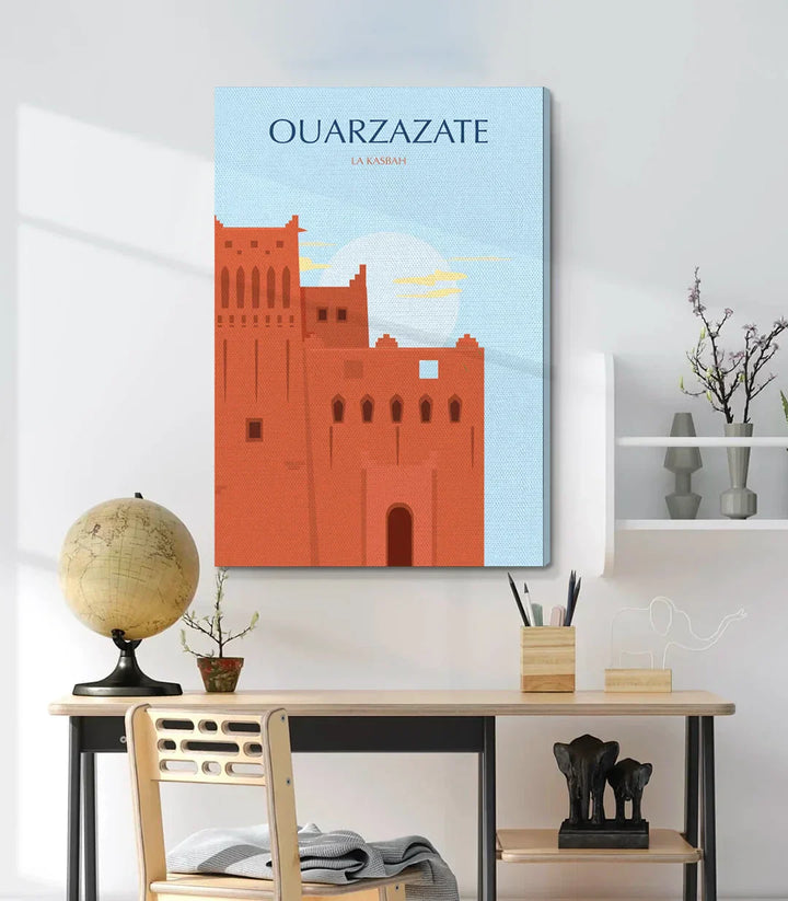 Cuadro de arquitectura marroquí La Kasbah en salón contemporáneo — Massinart