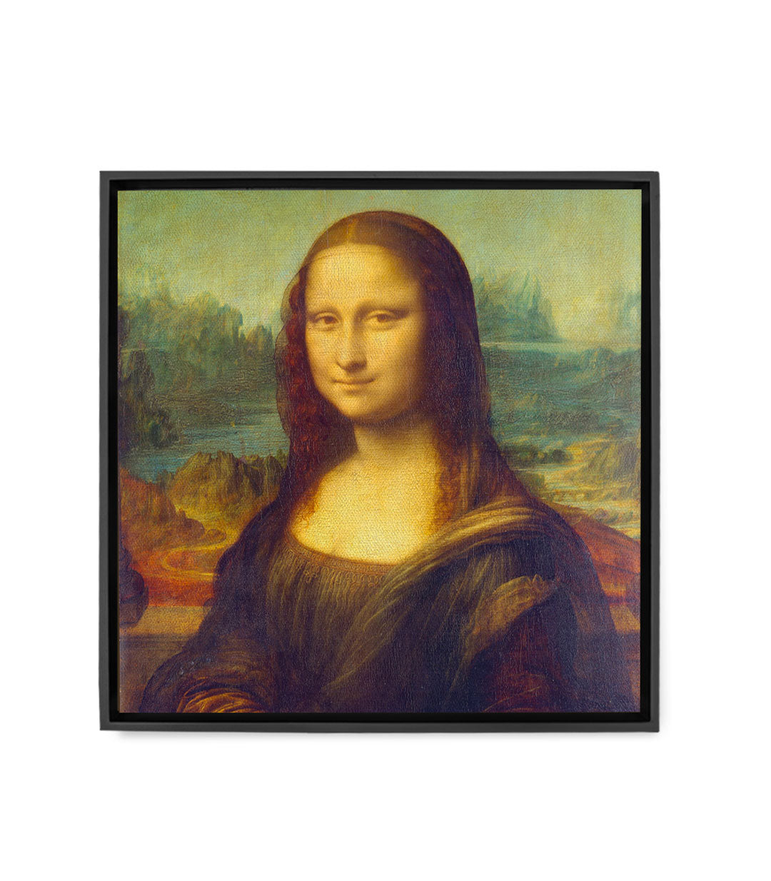 Cuadro La Gioconda retrato femenino Renacimiento italiano fondo paisaje Massinart