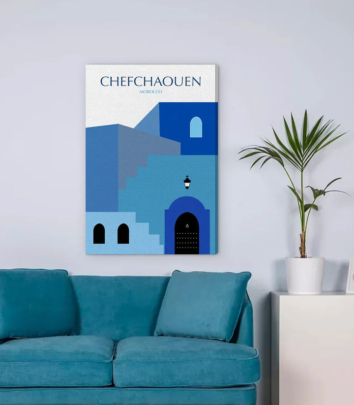Cuadro Chefchaouen ilustración ciudad marroquí Massinart