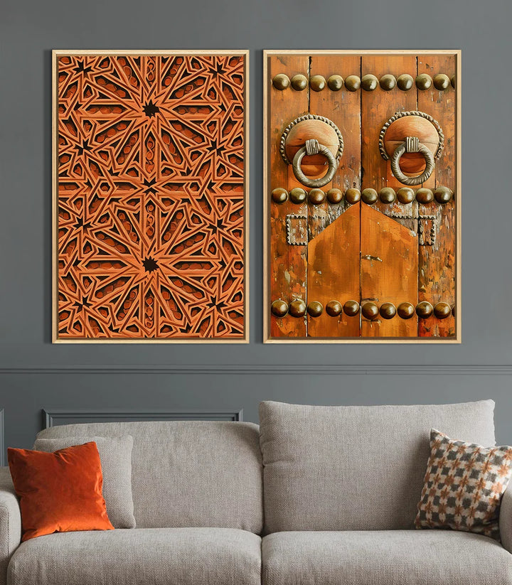 Díptico puerta zellige salón de estilo marroquí decoración Massinart