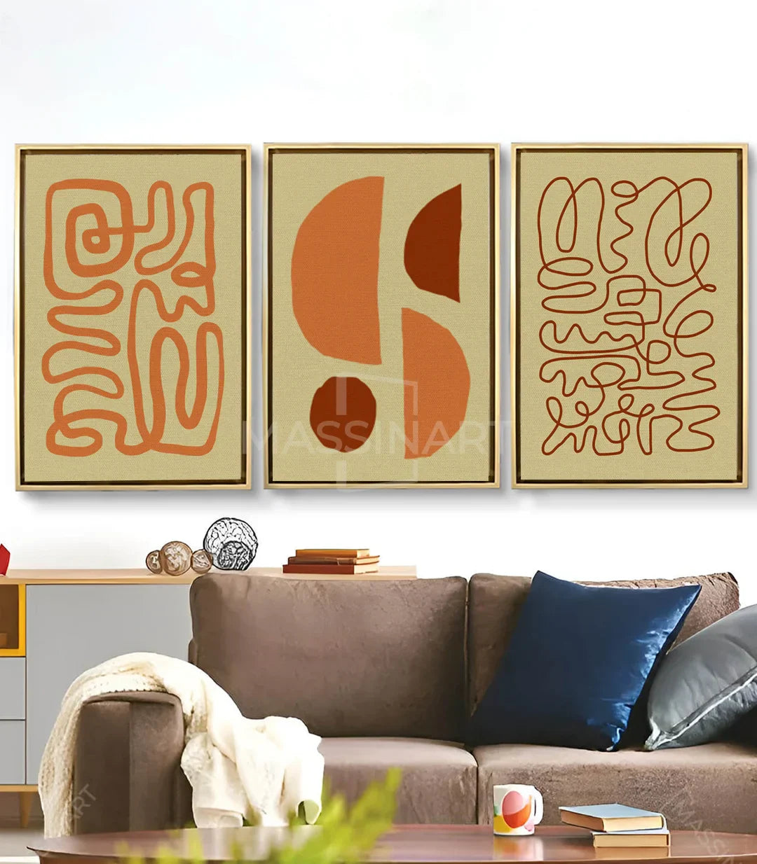 Cuadro abstracto Rustic Impressions panel 2 — composición de formas redondeadas Massinart