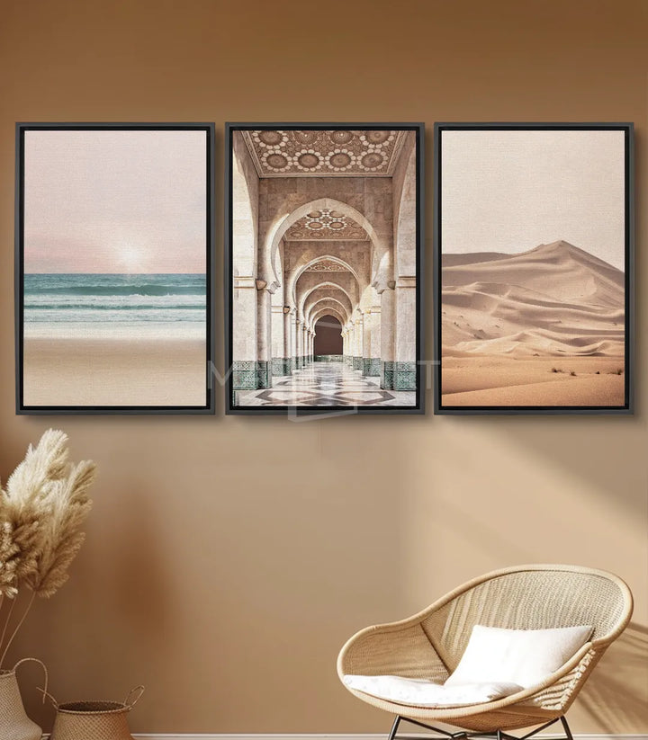 Cuadro decorativo playa serena con luz cálida al atardecer — Massinart