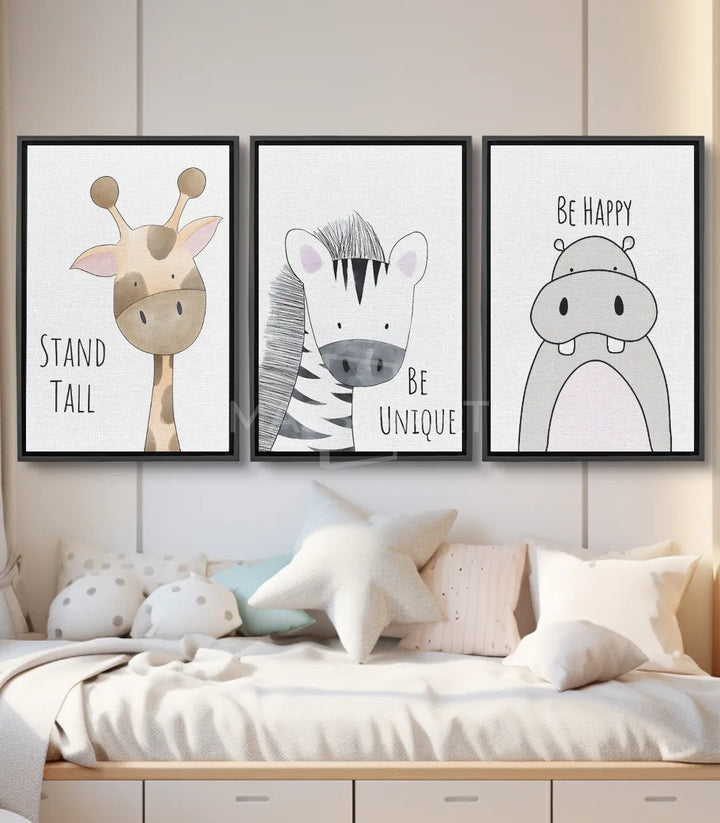 Cuadro jirafa «Stand Tall» estilo acuarela en tonos beige y rosa — Massinart