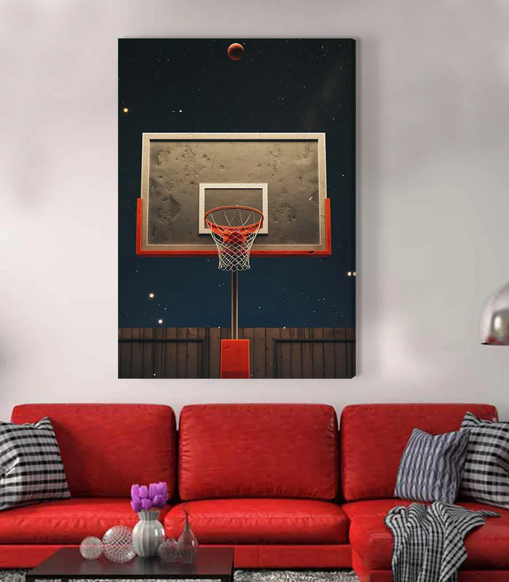 Cuadro Moonlit Basket en habitación adolescente con ambiente deportivo y moderno Massinart