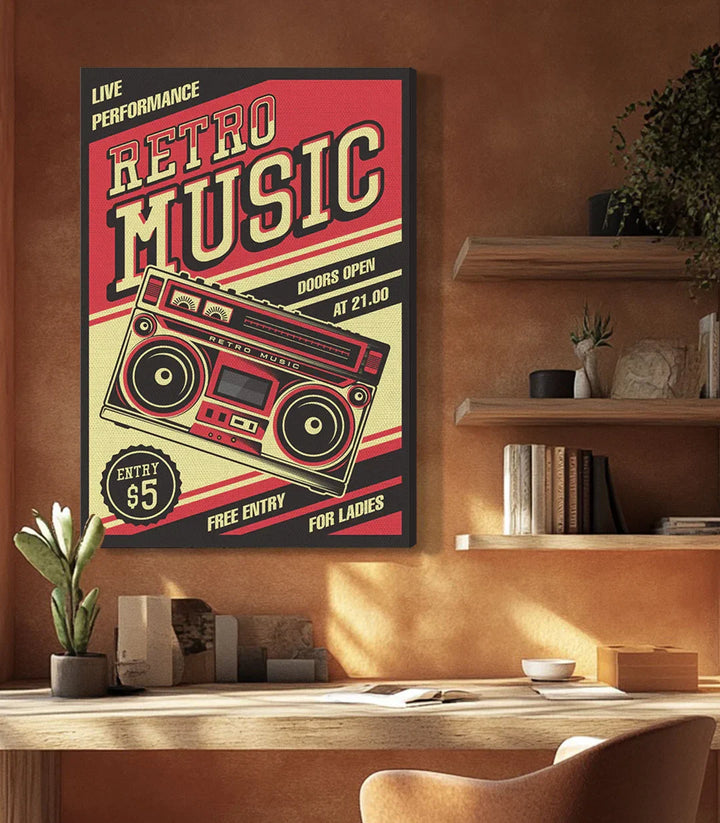 Cuadro retro boombox casete decoración mural estilo urbano Massinart
