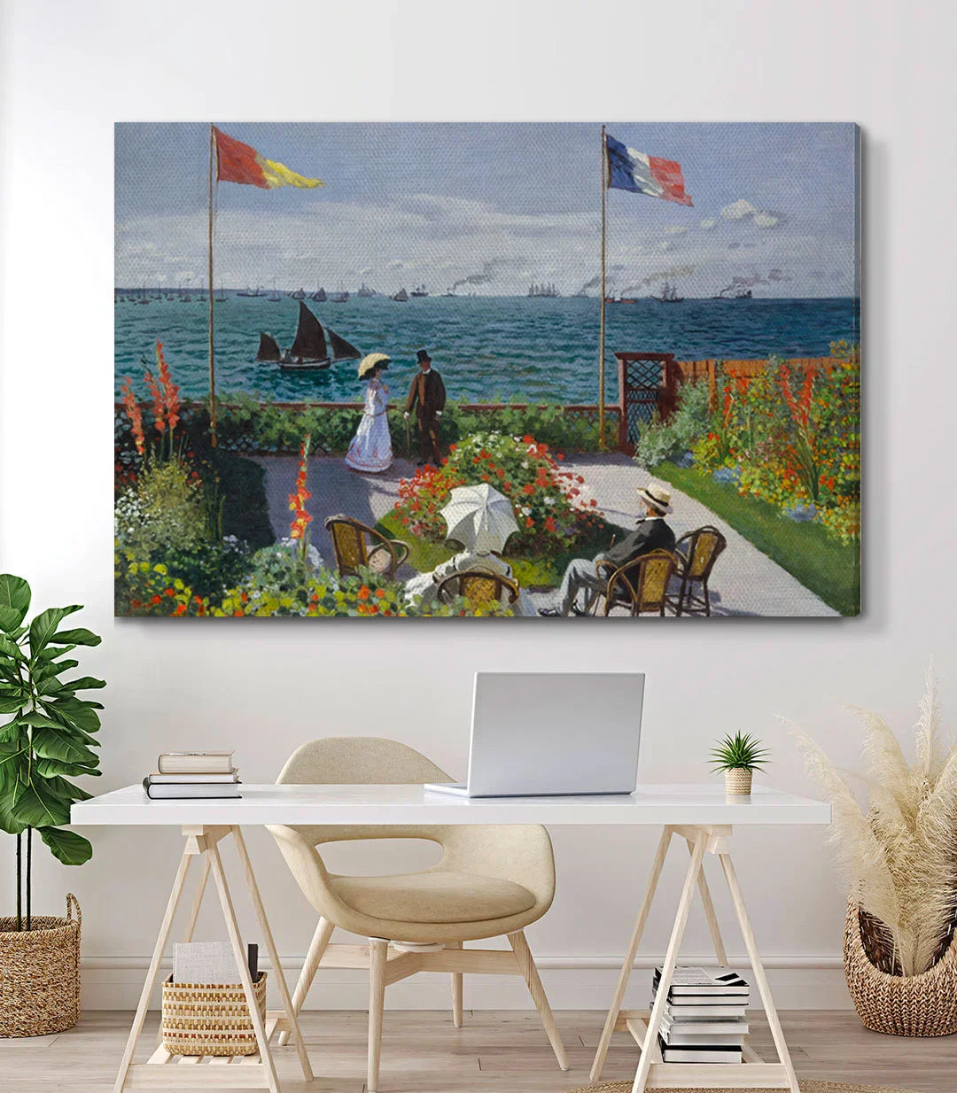 Cuadro Jardín en Sainte-Adresse de Monet con marco negro en decoración de interior — Massinart