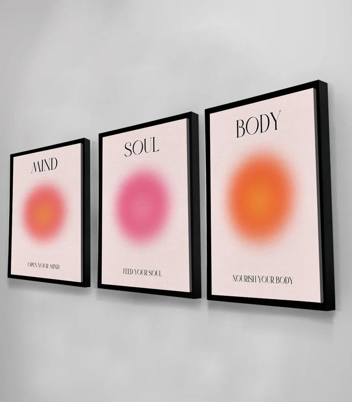 Panel central Soul del tríptico Mind Soul Body en rosa magenta de Massinart