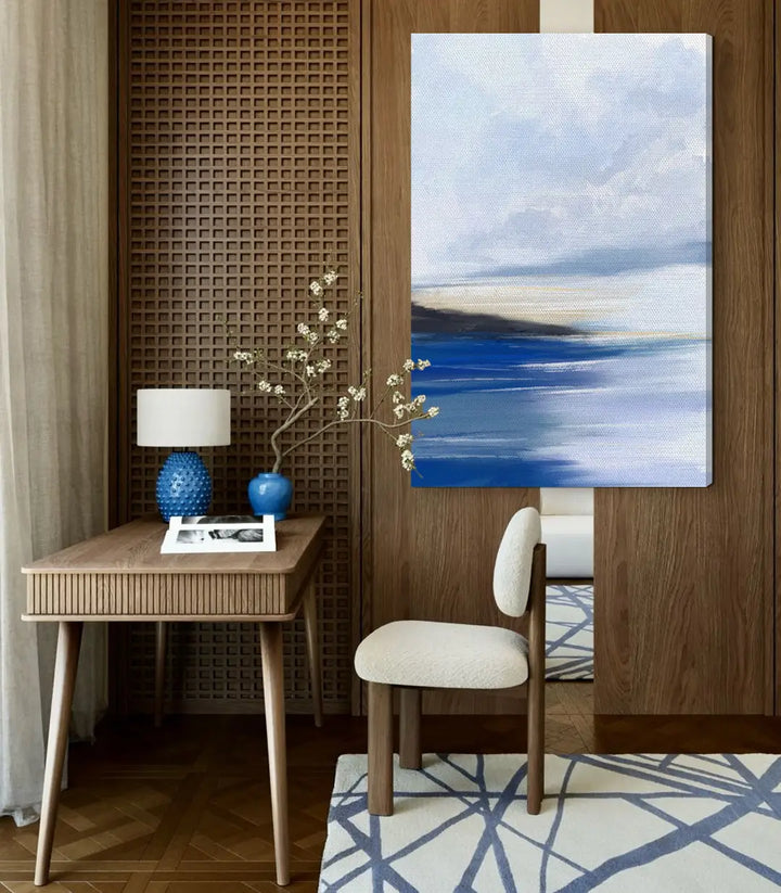 Cuadro Blue Mist ambiente salón minimalista Massinart