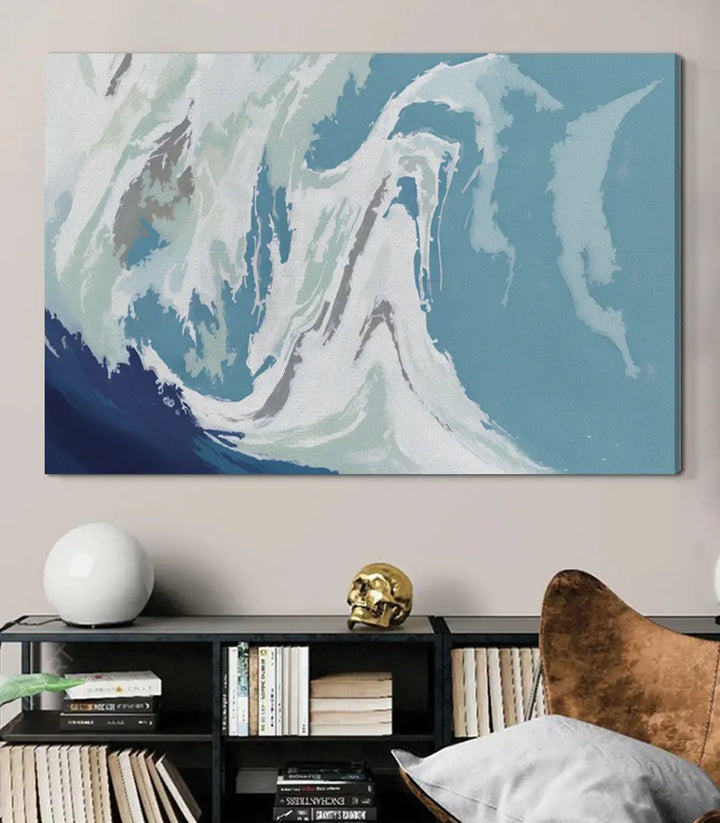 Cuadro Frozen Wave paleta minimalista azul y verde — Massinart