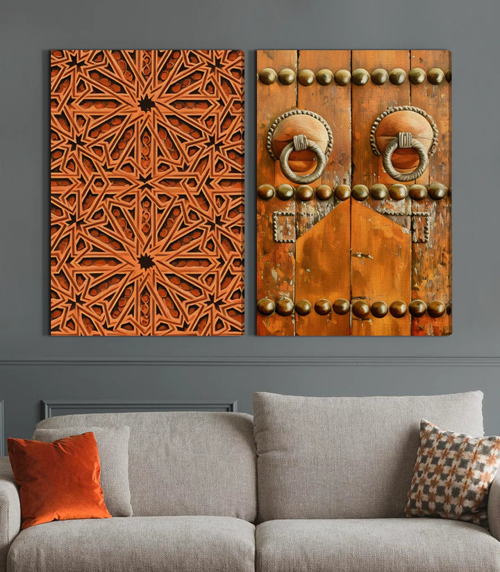 Cuadro puerta marroquí en salón moderno decoración de pared Massinart