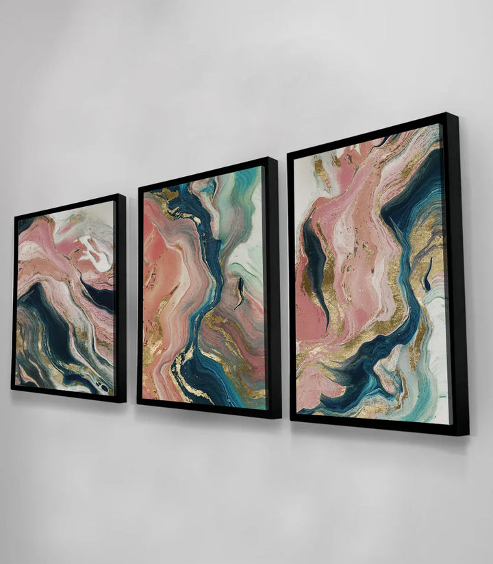 Cuadro Stream mármol abstracto rosa empolvado y azul profundo Massinart