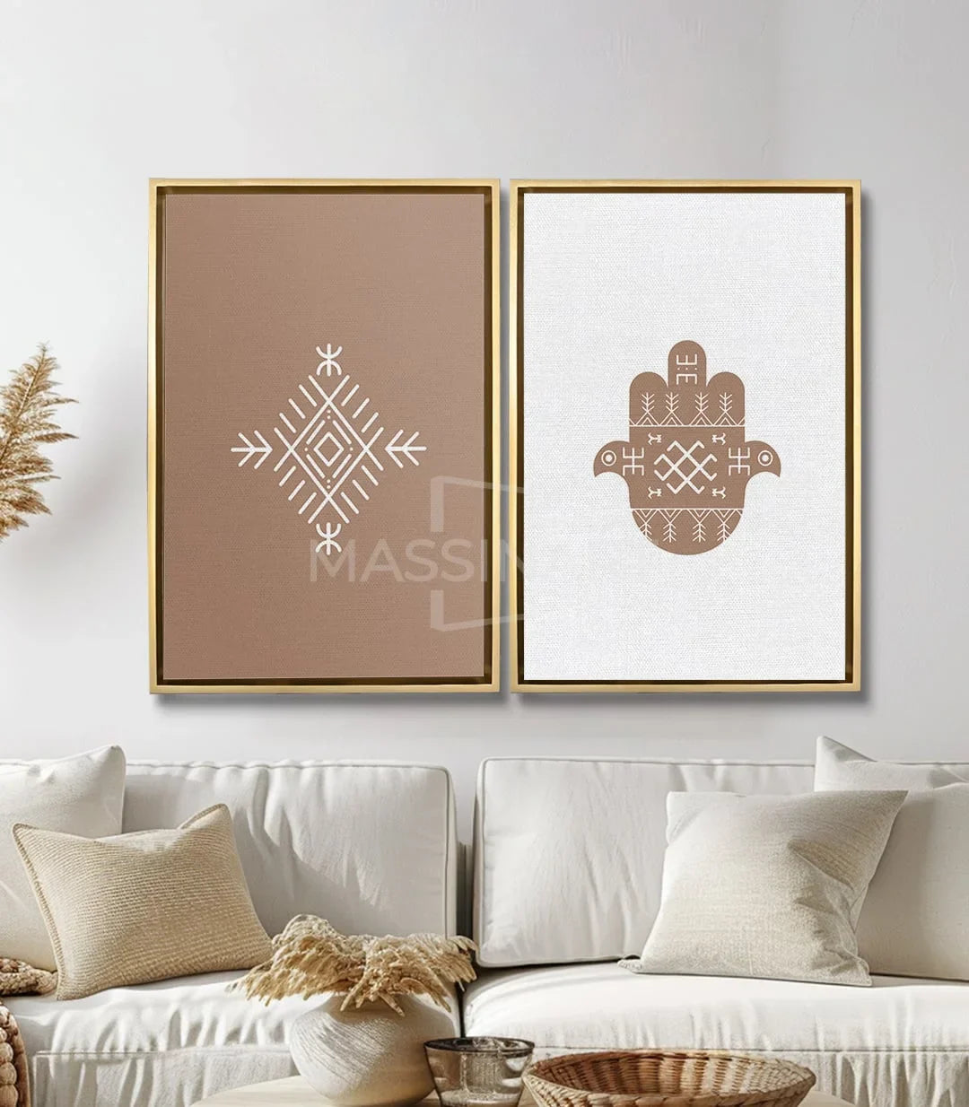 Cuadro Amazigh Spirit decoración salón moderno — mano de Fátima minimalista, Massinart