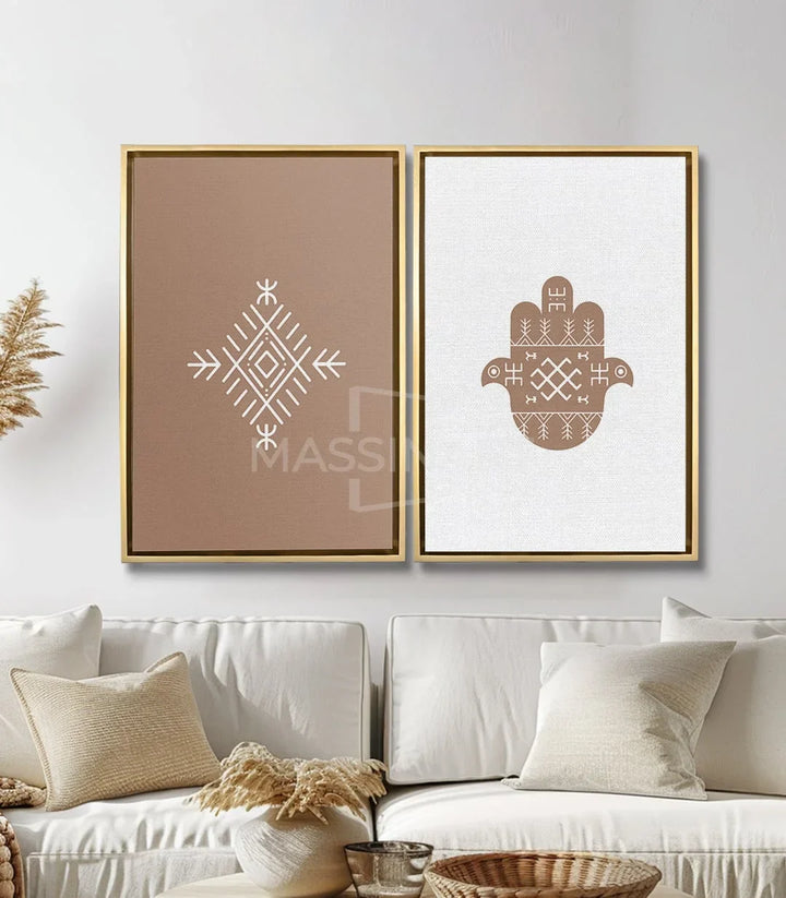 Cuadro Amazigh Spirit decoración salón moderno — mano de Fátima minimalista, Massinart