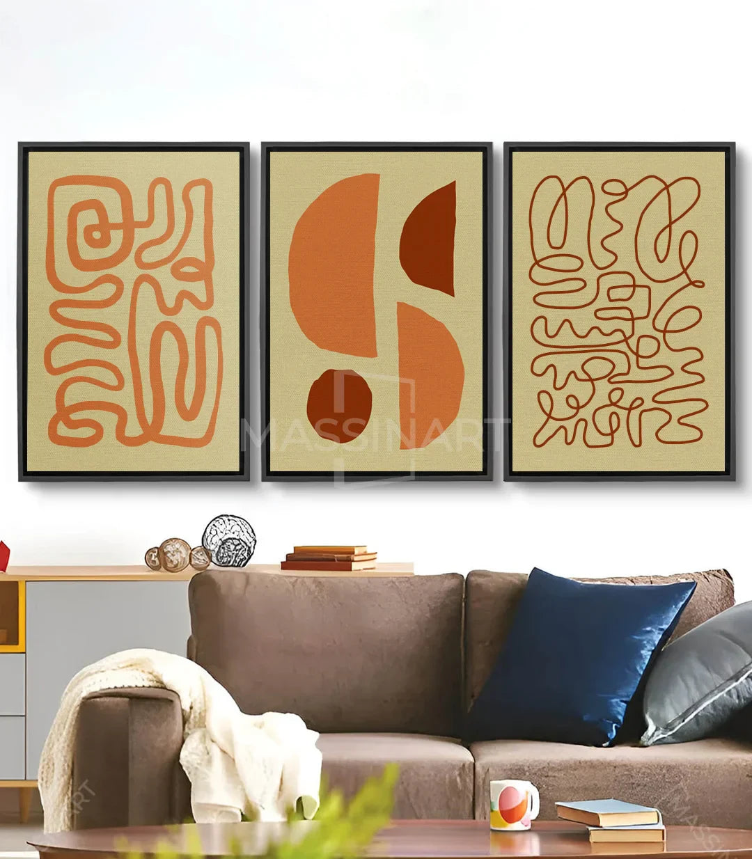 Cuadro abstracto Rustic Impressions panel 1 — formas geométricas terracota Massinart