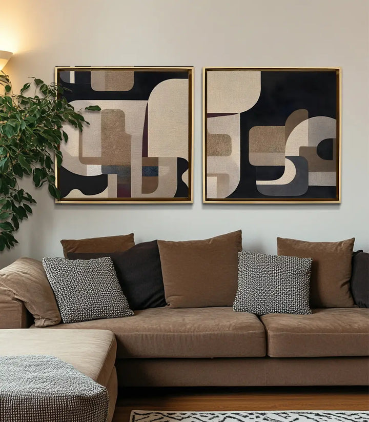 Decoración interior contemporánea con cuadros abstractos Clayen de Massinart