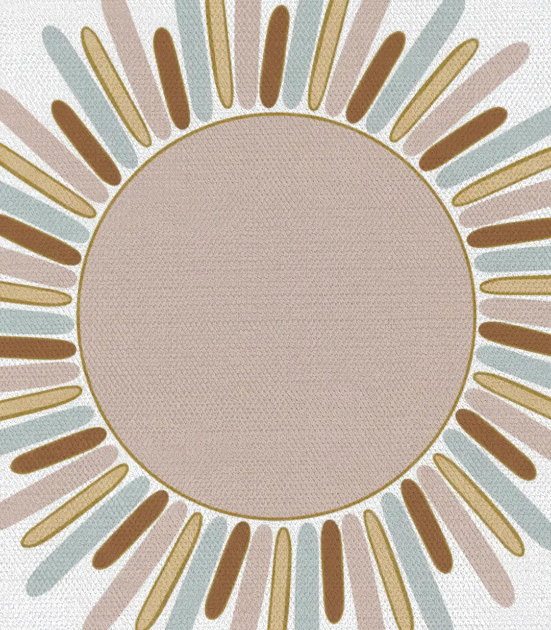 Cuadro sol con rayos dorados y beige estilo minimalista — Massinart