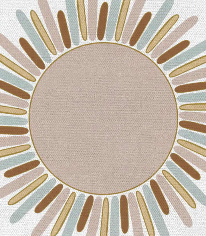 Cuadro sol con rayos dorados y beige estilo minimalista — Massinart