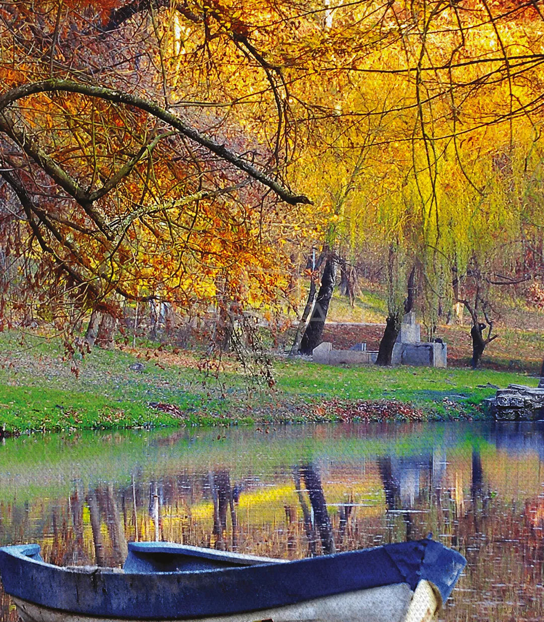 Cuadro paisaje natural con reflejos en el agua en otoño Massinart
