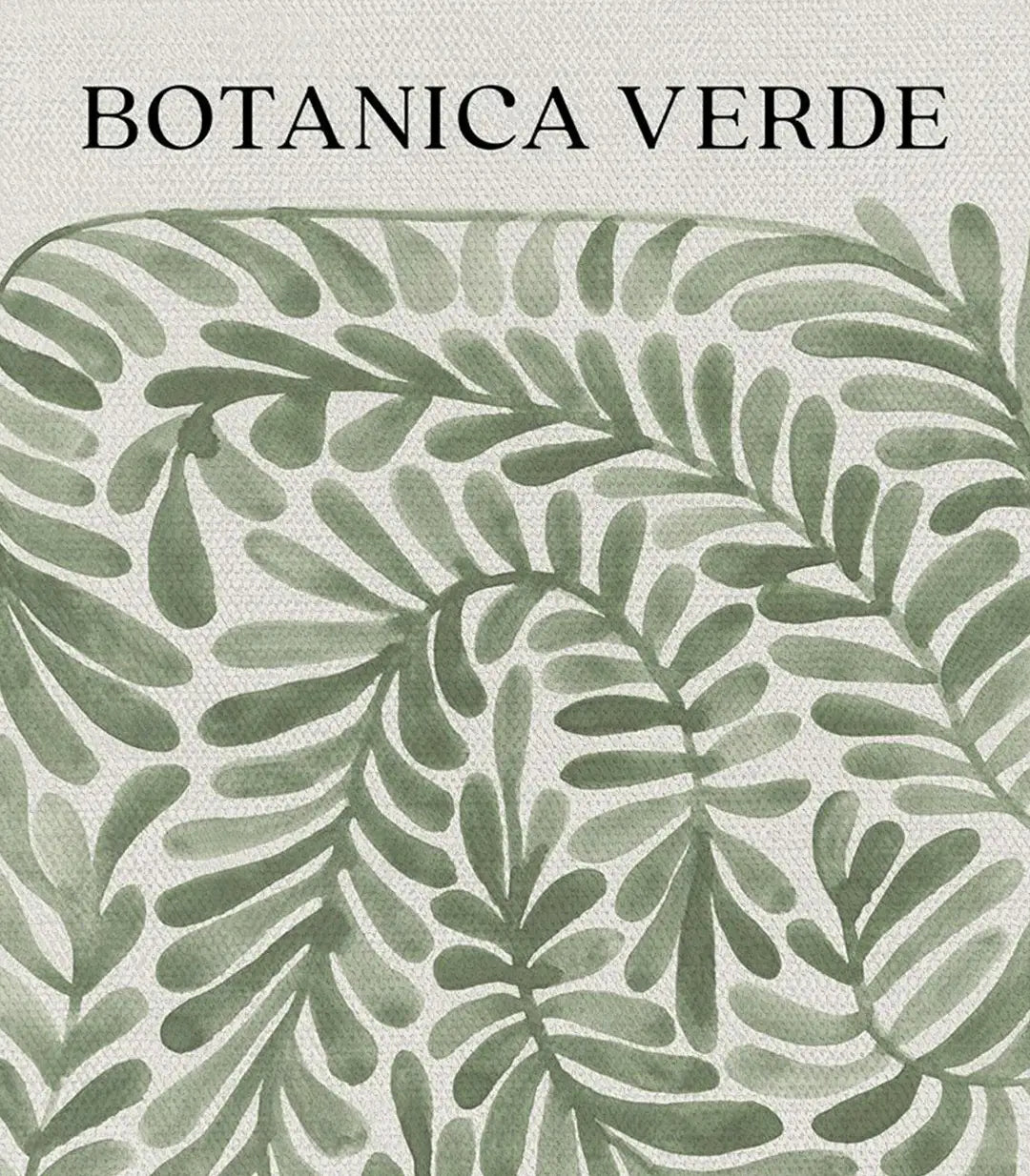Cuadro botánico con jarrón y hojas en verde salvia — decoración interior Massinart
