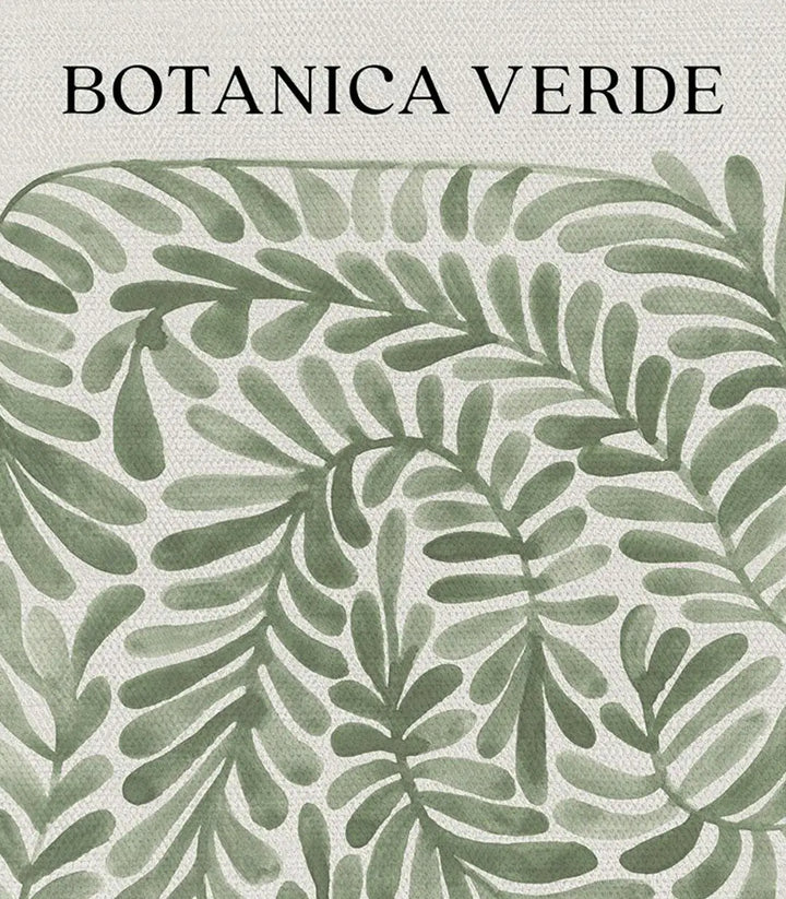 Cuadro botánico con jarrón y hojas en verde salvia — decoración interior Massinart