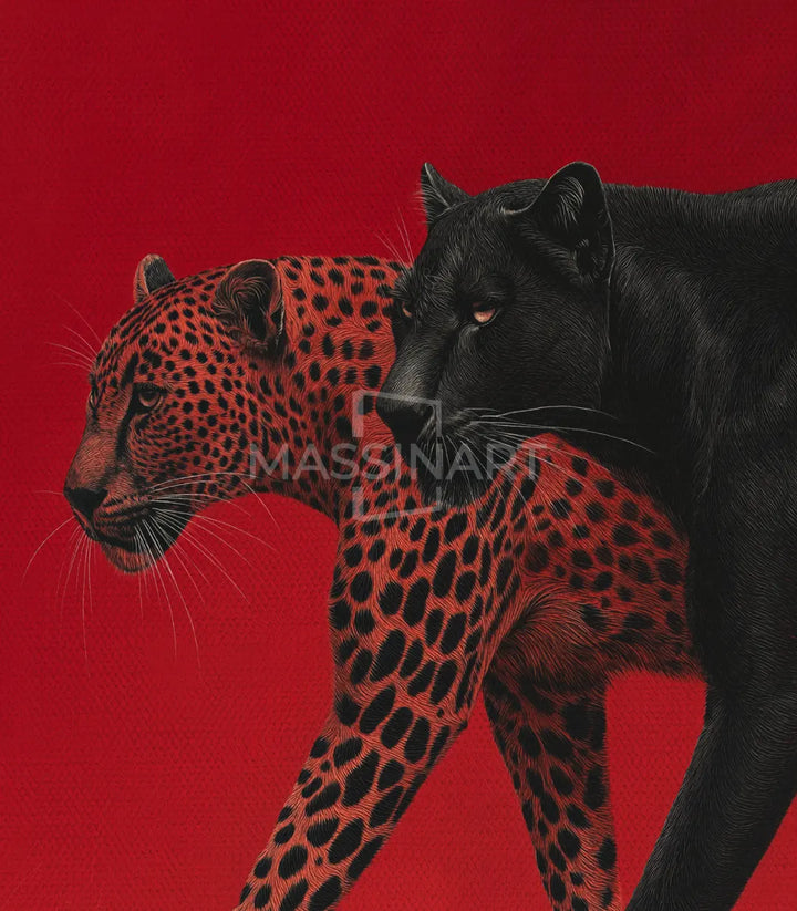 Blood and Shadow – leopardo negro de mirada intensa, cuadro decorativo vertical para dormitorio o salón