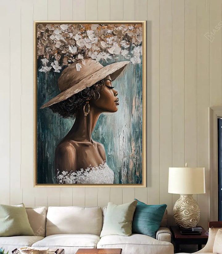 Gentle Bloom – cuadro decorativo figurativo en dormitorio moderno