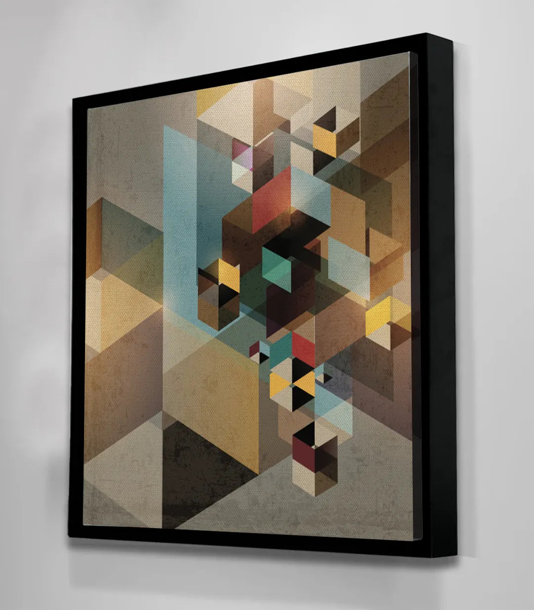 Cuadro geométrico cubista en salón moderno — decoración pared Massinart