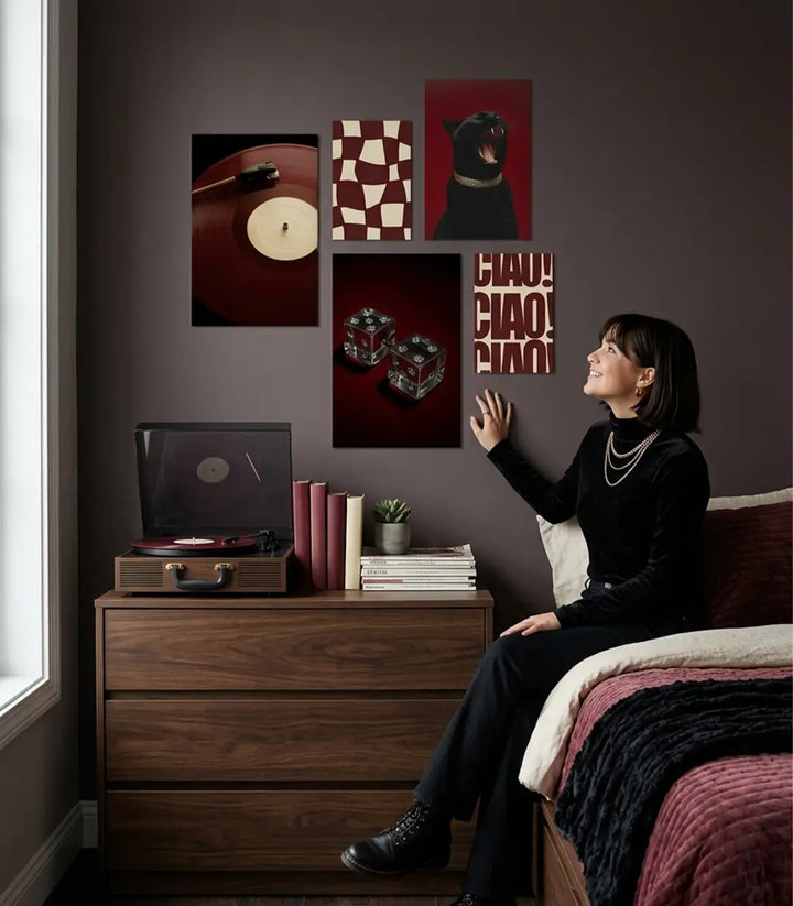 Cuadro Velvet vinilo burdeos y rojo estilo retro — decoración pared Massinart