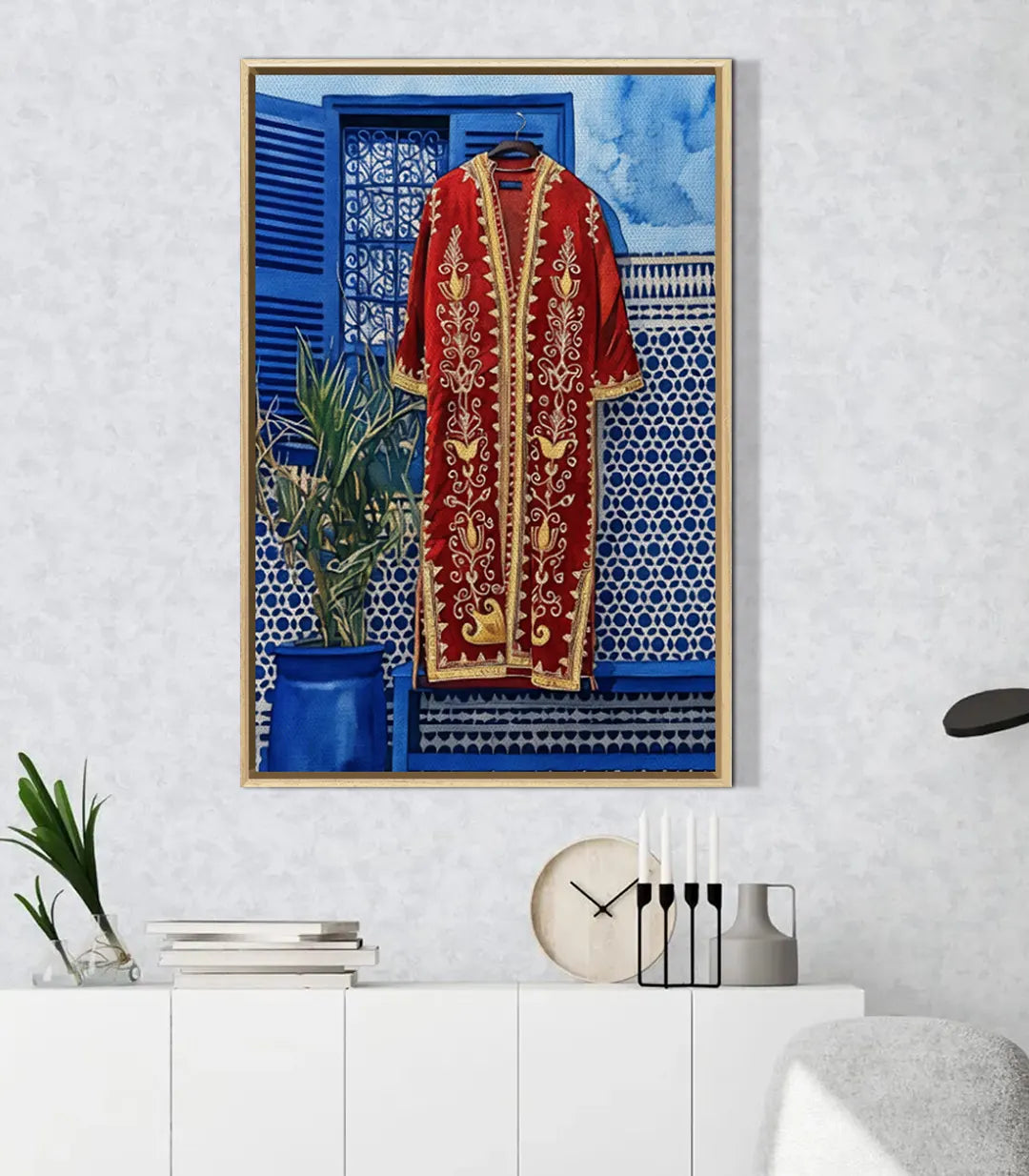 Cuadro Moroccan Caftan en decoración de salón de estética oriental — arte mural figurativo