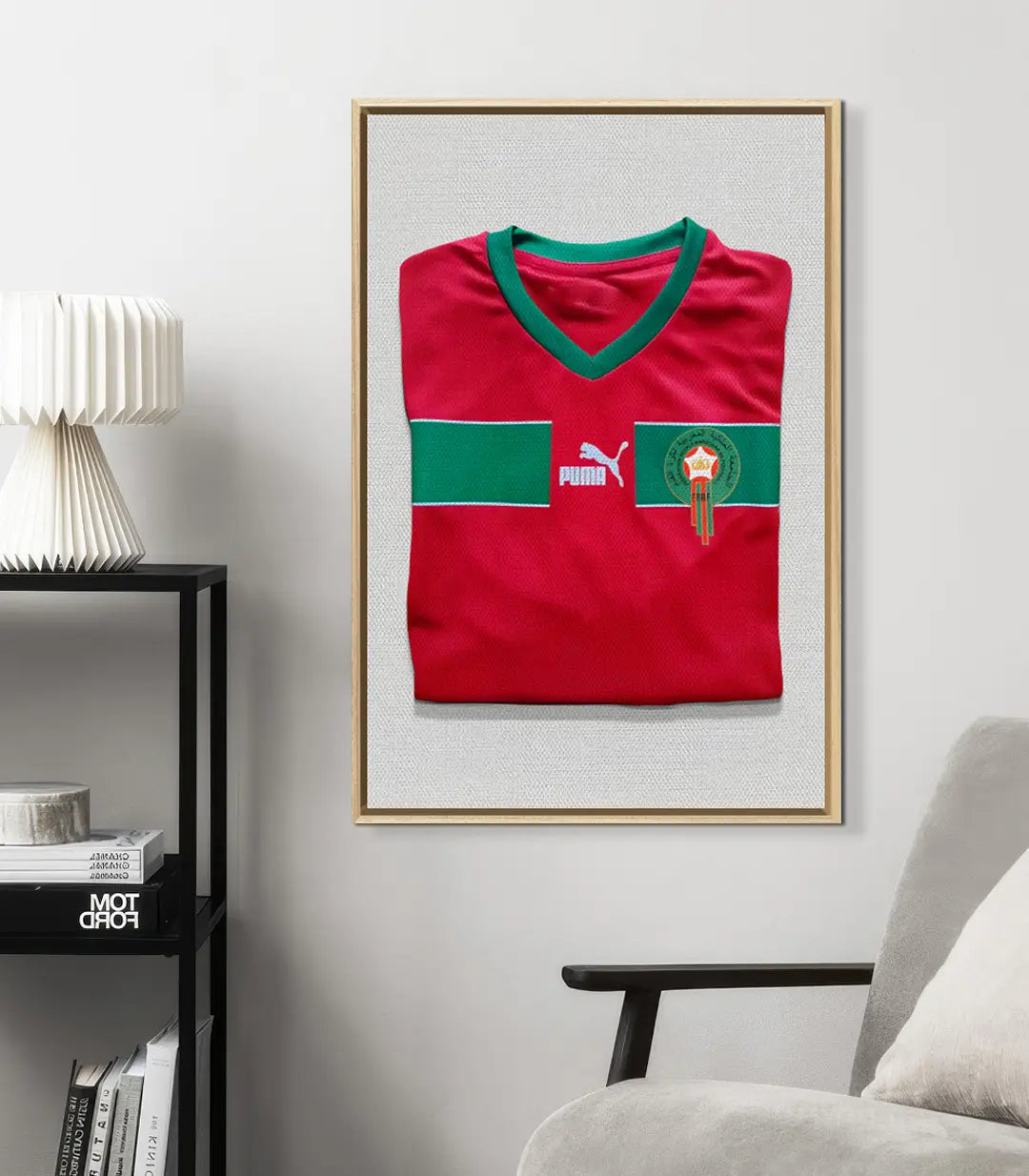 Decoración de despacho con cuadro camiseta fútbol vertical Massinart