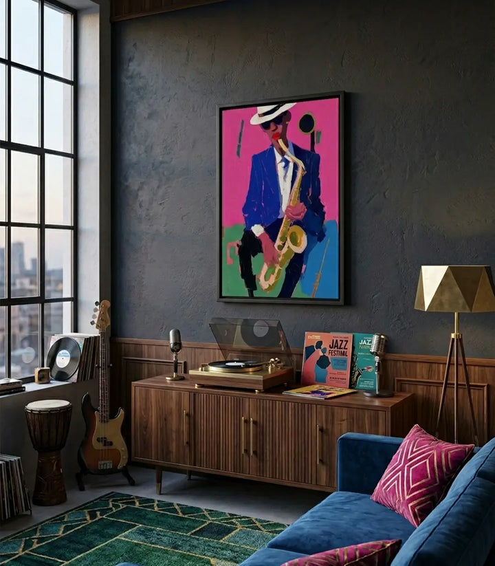 Ambientación Magenta Tempo Massinart — cuadro decorativo en salón u oficina moderna