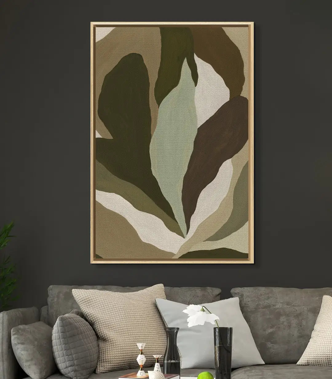 Decoración de salón contemporáneo con cuadro abstracto naturaleza Earth Tones — Massinart