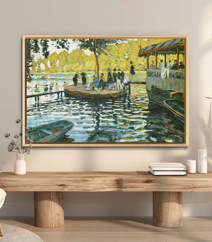 Cuadro La Grenouillère de Monet simulación en sala de estar, Massinart