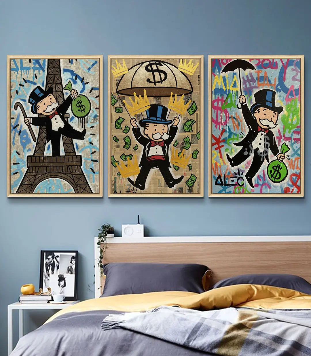 Cuadro Money Dreams panel derecho — Figura con sombrero colorido graffiti urbano fondo multicolor Massinart