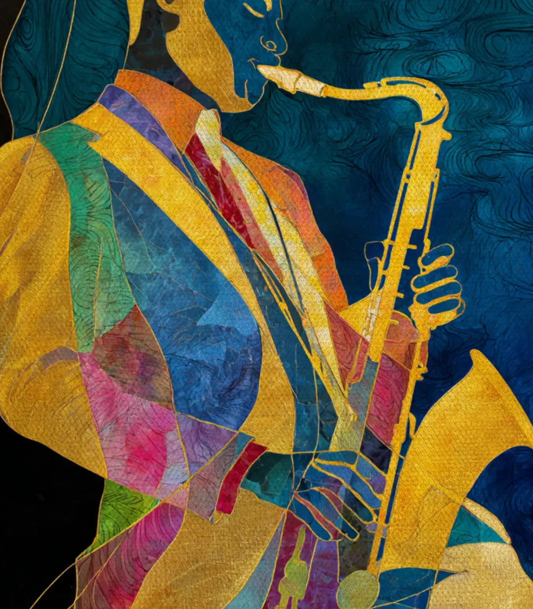 Cuadro Color Jazz en interior moderno — lienzo abstracto estilo jazz