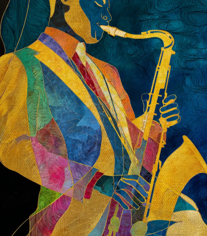 Cuadro Color Jazz en interior moderno — lienzo abstracto estilo jazz