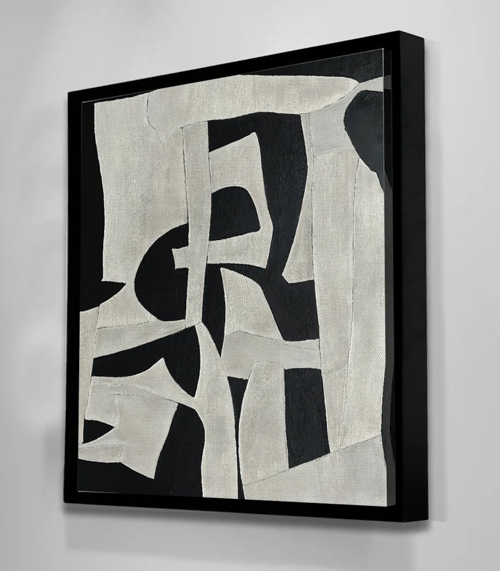 Cuadro Duality decoración comedor líneas depuradas negro y blanco Massinart