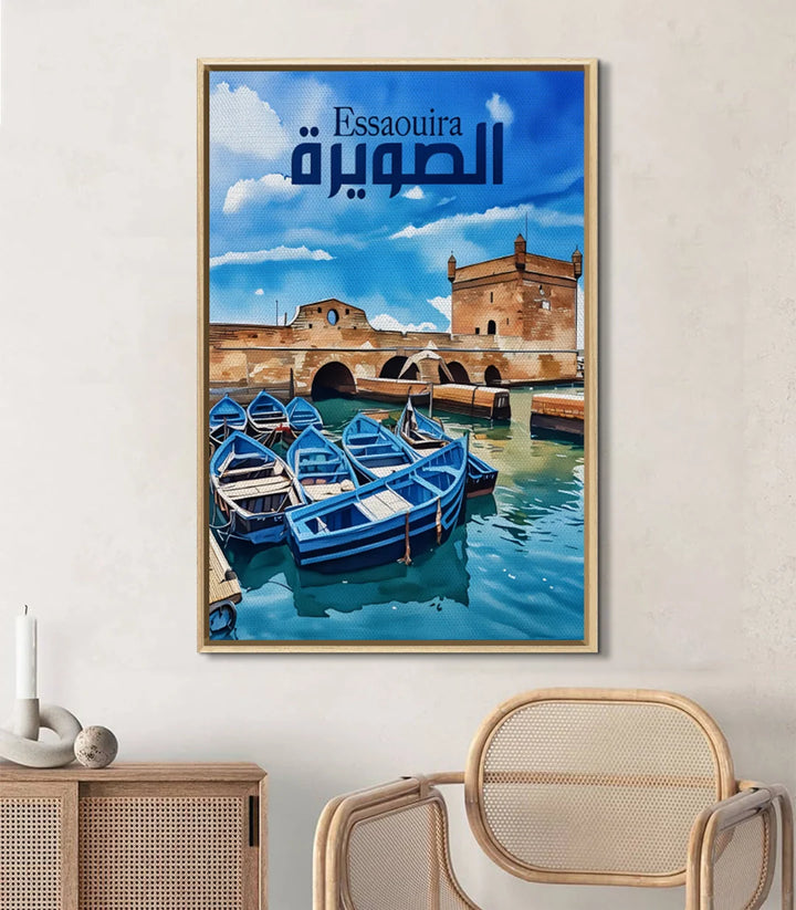 Detalle decoración interior con cuadro costero Essaouira, Massinart