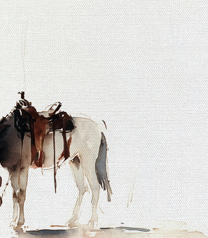 Detalle técnica acuarela — cuadro western minimalista Massinart