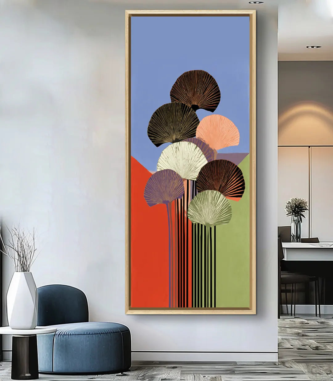 Cuadro Colored Branches en decoración de salón moderno con estilo escandinavo — Massinart