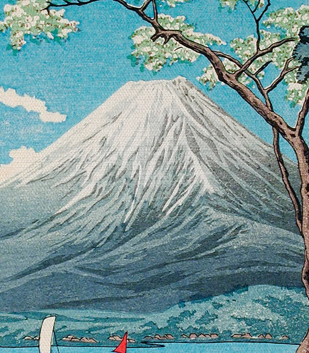 Lámina decorativa vintage Silent Waters — paisaje montaña volcán estilo estampa asiática Massinart