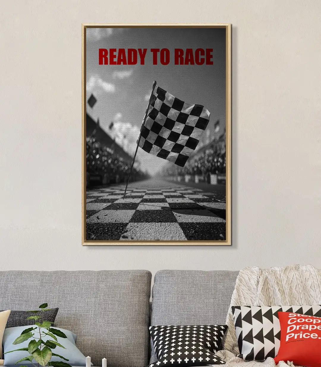 Cuadro Ready To Race en despacho moderno — lámina decorativa de motor sport Massinart