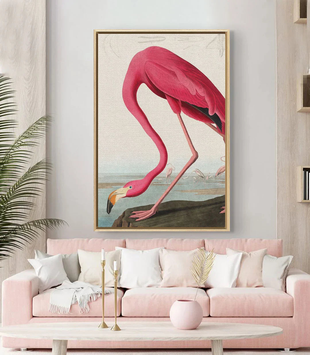 Cuadro The Flamingo's Stance en interior elegante, ilustración naturaleza Massinart