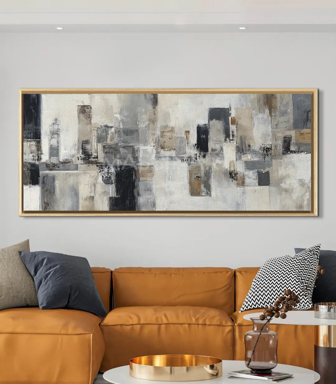 Decoración interior contemporánea con cuadro Cérène de arquitectura abstracta, Massinart