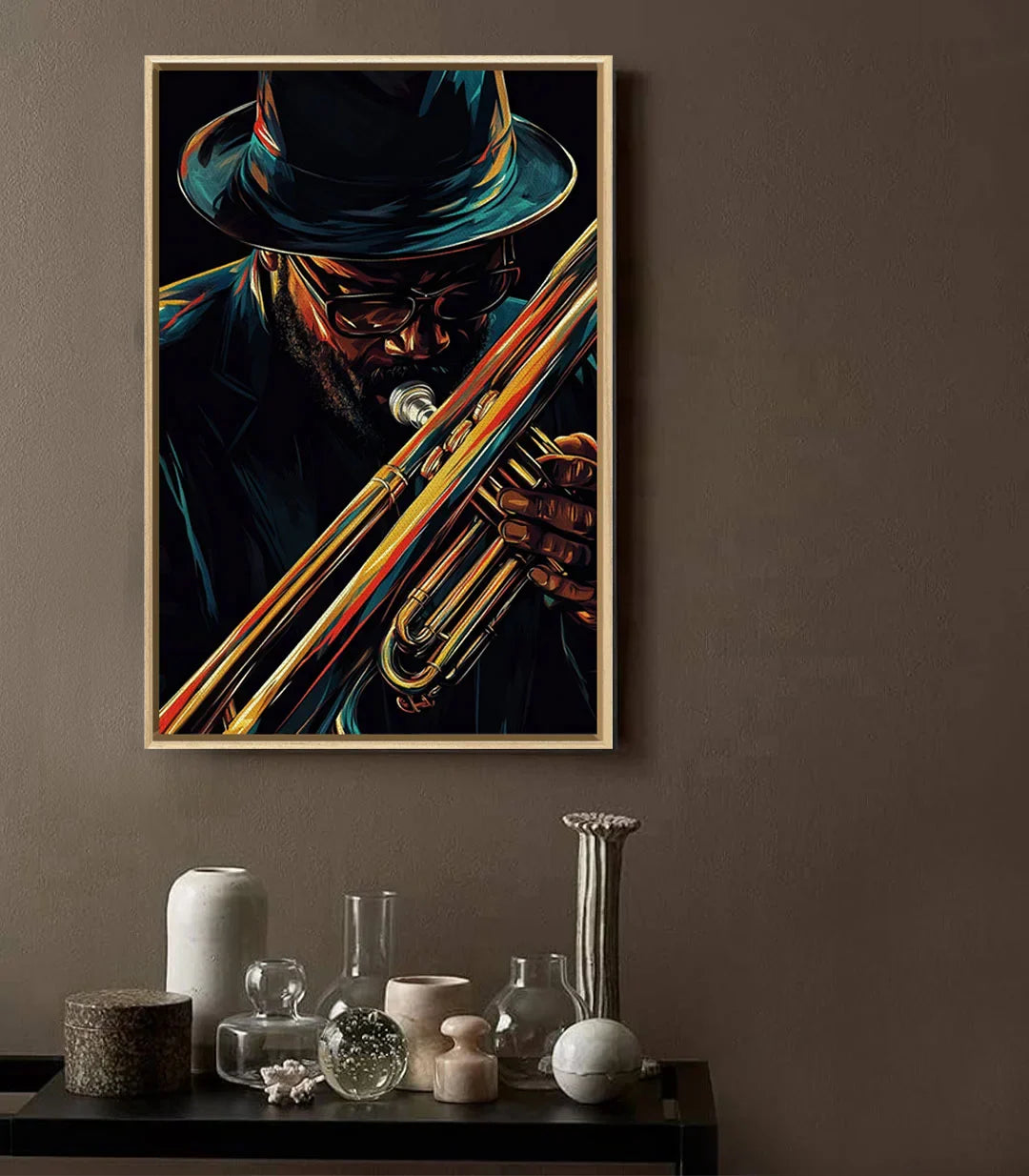 Cuadro Jazz Whispers en salón moderno decoración de interiores Massinart