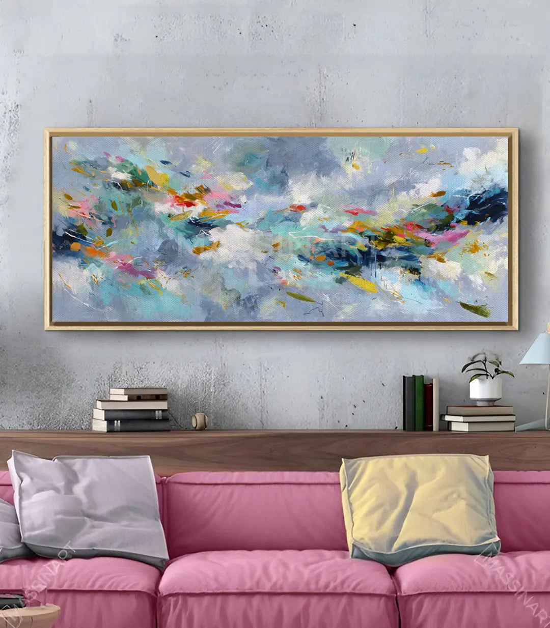 Colorstorm – vista general del cuadro abstracto en decoración de salón moderno