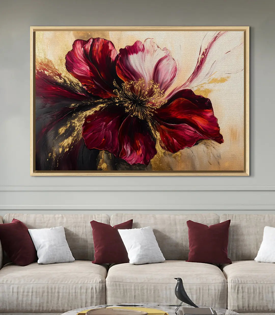 Decoración mural con cuadro flor abstracta expresionista Massinart