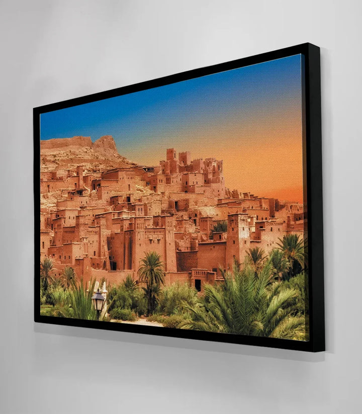 Decoración pared blanca cuadro kasbah marroquí Massinart