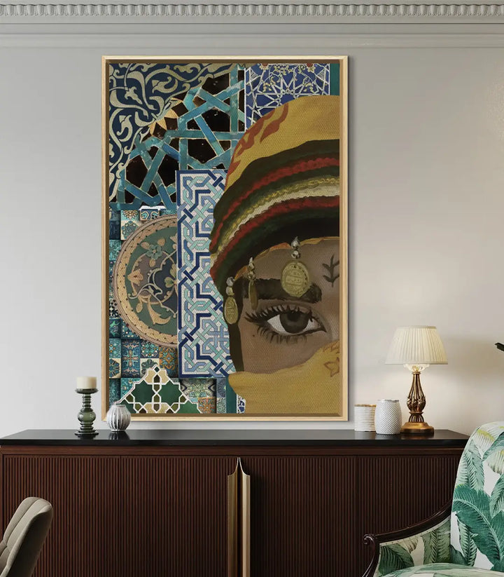 Cuadro Eye of Heritage como decoración de pared en salón moderno Massinart